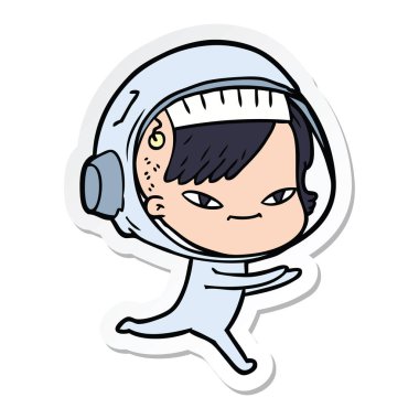 bir çizgi film astronot kadının etiket