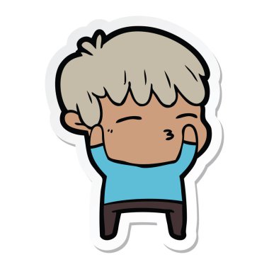 çizgi film meraklı bir çocuk etiket