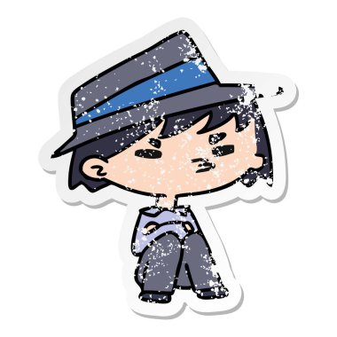 sıkıntılı etiket kawaii hoş çocuk çizgi film gösterimi