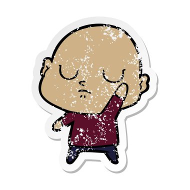 bir karikatür kel adamın sıkıntılı etiket