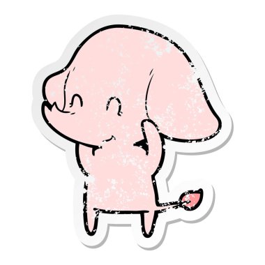 sevimli çizgi fil sıkıntılı etiket