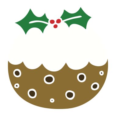 ilginç karikatür Noel pudingi el çekilmiş