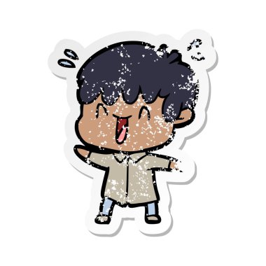 bir çizgi film gülen çocuk sıkıntılı etiket