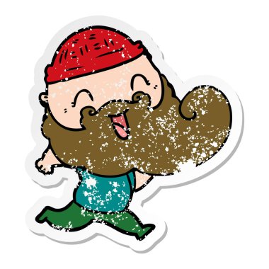 mutlu bir sakallı adamın sıkıntılı etiket