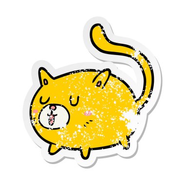 bir karikatür mutlu kedi sıkıntılı etiket