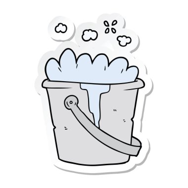 etiket bir karikatür kova sabunlu su