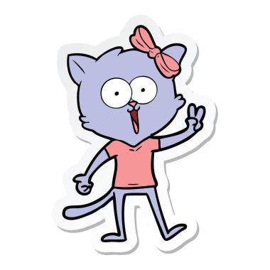 etiket bir karikatür kedi