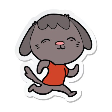 etiket çalıştıran bir mutlu karikatür köpek