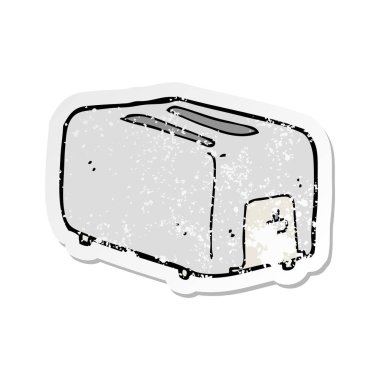 bir çizgi film tost makinesi Retro sıkıntılı etiket