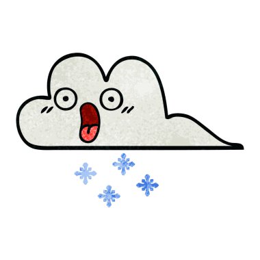 Retro grunge doku karikatür bir şok kar bulut