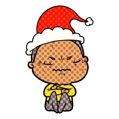 sant giyen rahatsız bir yaşlı kadın çizgi roman tarzı gösteren resim