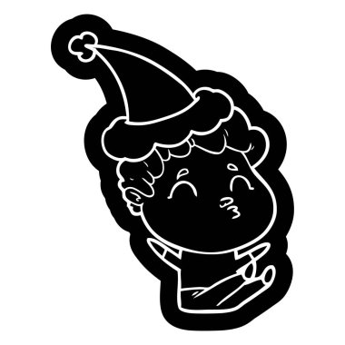 giyen Noel Baba şapkası somurtarak bir adamın ilginç çizgi film simgesi