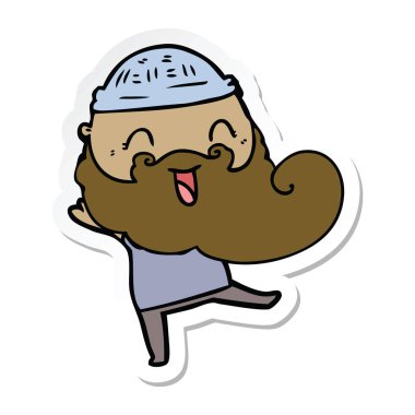 mutlu bir sakallı adamın etiket