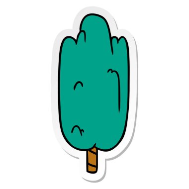 elle çizilmiş etiket karikatür doodle tek yeşil ağaç