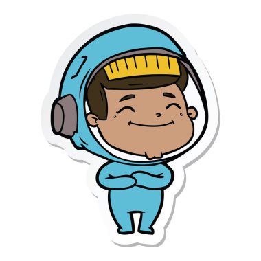 mutlu karikatür astronotun etiket