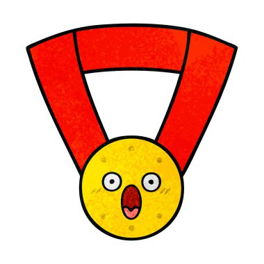 Retro grunge doku karikatür altın madalya