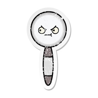 sevimli çizgi Büyüteç sıkıntılı etiket