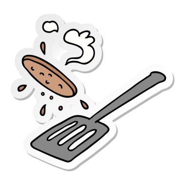 elle çizilmiş etiket karikatür doodle bir burger saygısız