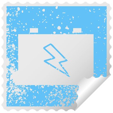 sıkıntılı kare etiketi simgesi araç aküsü peeling