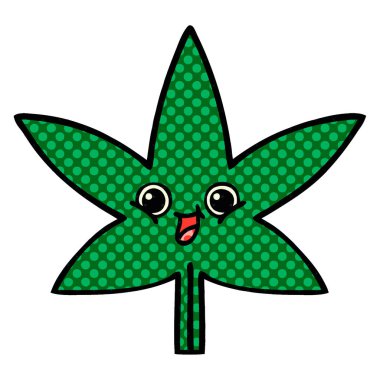 çizgi roman tarzı karikatür marihuana yaprağı