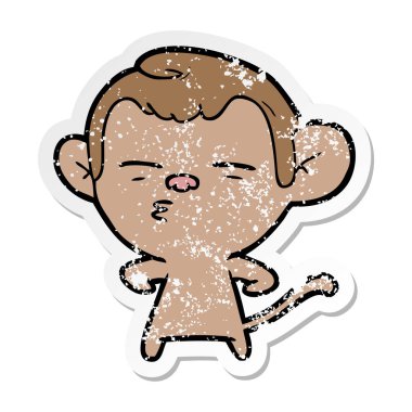 bir çizgi film şüpheli maymunun sıkıntılı etiket