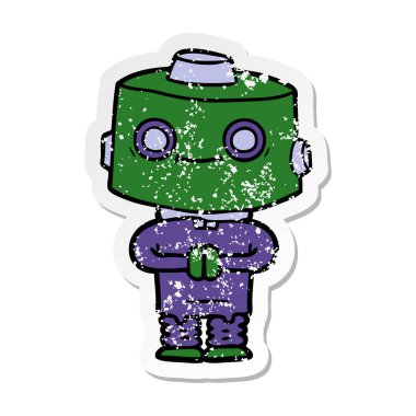 bir çizgi film robot sıkıntılı etiket