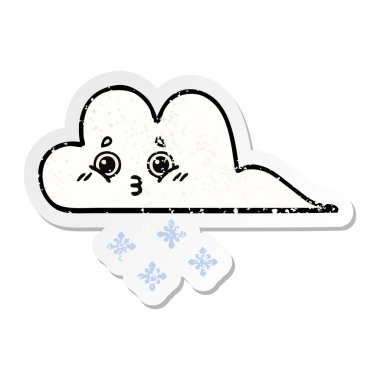 sevimli çizgi kar bulut sıkıntılı etiket