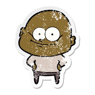 bakan bir karikatür kel adamın sıkıntılı etiket