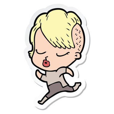 bir çizgi film güzel hippi kız etiketi