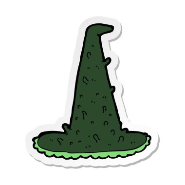 etiket bir çizgi film korkunç cadı şapka