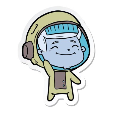 mutlu karikatür astronotun etiket