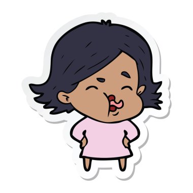 etiket yüz çekerek bir çizgi film kız