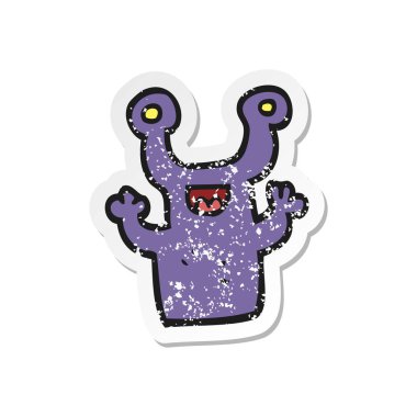 Retro sıkıntılı etiket bir karikatür küçük yabancı