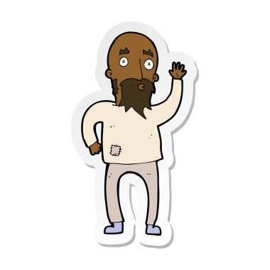 etiket sallayarak bir karikatür sakallı adamın