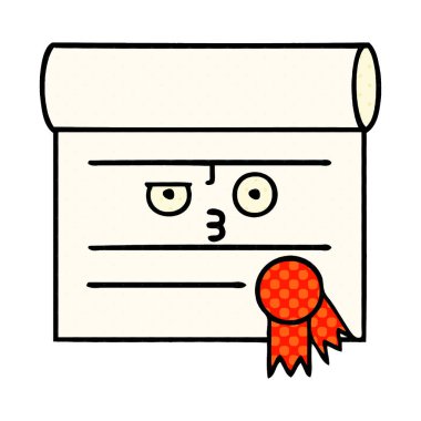 bir sertifikanın çizgi roman tarzı çizgi film