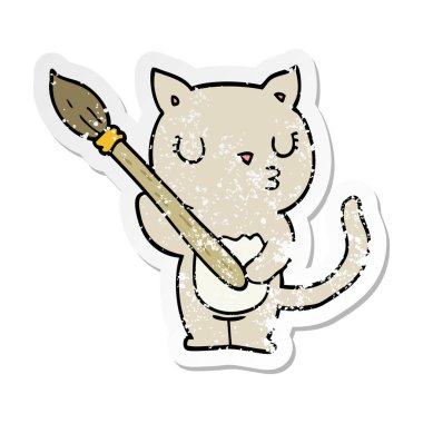 sevimli çizgi kedi sıkıntılı etiket