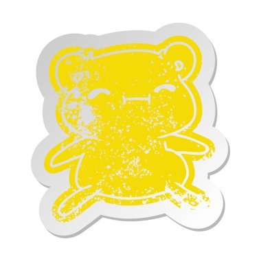 sıkıntılı eski çizgi film etiketi kawaii şirin ayıcık