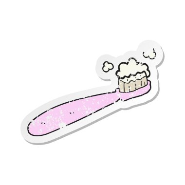 bir çizgi film diş fırçasının Retro sıkıntılı etiket