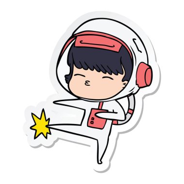 bir çizgi film meraklı astronotun etiket