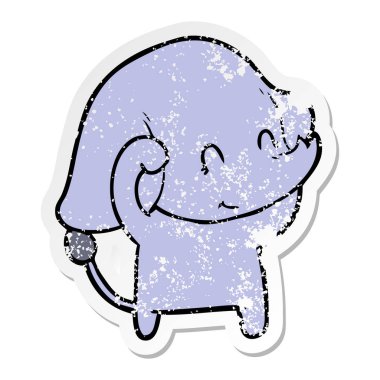 sevimli çizgi fil sıkıntılı etiket