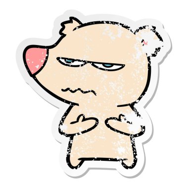 kızgın ayı karikatür sıkıntılı etiket