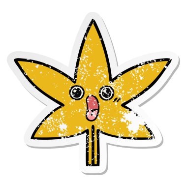 sevimli çizgi sonbahar yaprak sıkıntılı etiket