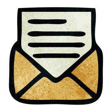 Retro grunge doku karikatür mektup ve zarf