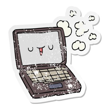 bir çizgi film bilgisayarın sıkıntılı etiket