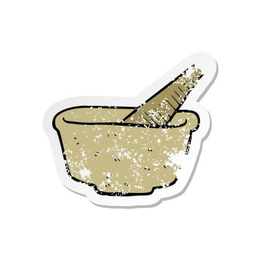 bir çizgi film havaneli ve harç Retro sıkıntılı etiket