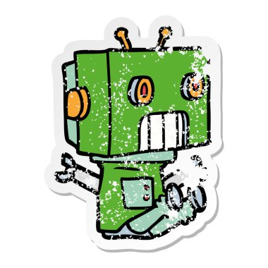 bir çizgi film robot sıkıntılı etiket