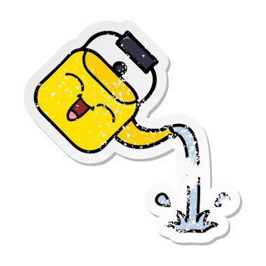 su ısıtıcısı dökülen bir sevimli çizgi sıkıntılı etiket