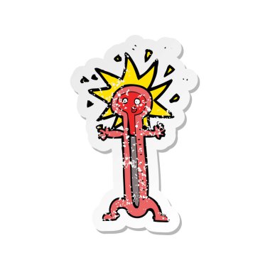 bir çizgi film termometre Retro sıkıntılı etiket