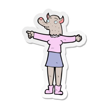 bir çizgi film işaret kurt adam kadının etiket