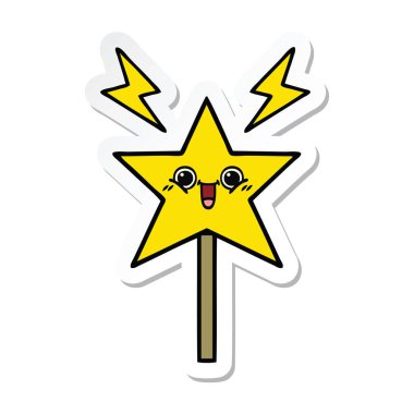 sevimli çizgi sihirli bir değnek etiket